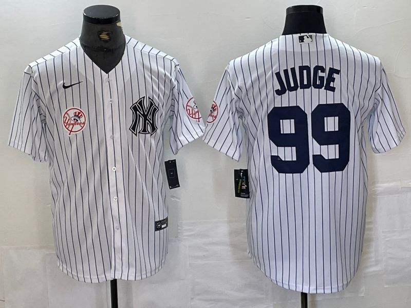 Men New York Yankees 99 Judge White Stripe Second generation joint name Nike 2024 MLB Jersey style 3